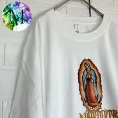 新品　未使用　マリア　ロゴ　Tシャツ　メンズ　クロス　バック　プリント　総柄　白