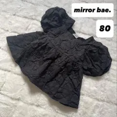 mirror bae. ポワン袖トップス 80 黒 エンボス花柄 スクエアネック