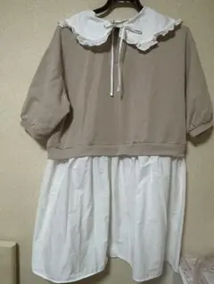 ワンピース Mサイズ ガーリー ワンピース シャツワンピ ブラウン