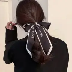 ★新品未使用★ ❤️❤️スカーフ ロゴ入り 黒 ヘッドアクセ❤️❤️