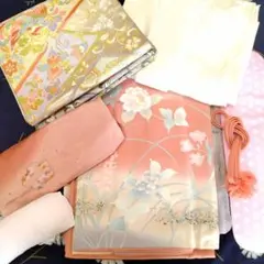 平成レトロ ピンクオレンジの訪問着 合計7点セット／東京ますいわ屋