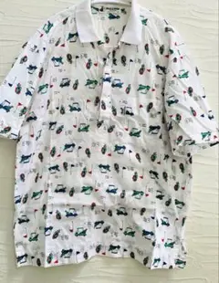 ブラック&ホワイト　プリントシャツ　M