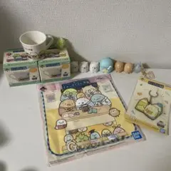すみっコぐらしミニカップ2個ハンドタオルラバーネームタグキーホルダー小物セット