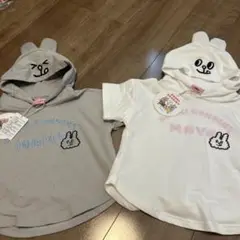 フード付きうさぎデザインTシャツ80.90センチセット
