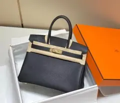 HERMES エルメス レザーハンドバッグ 黒とベージュ