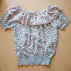mysty woman　半袖 花柄フリルギャザーオフショル　アウター　姫ギャル