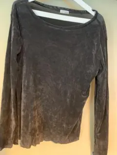 値下げun dix cors グレー シアーベロア長袖Tシャツ