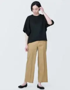 無印良品 婦人 ヘンプ レーヨン 半袖ブラウス M ネイビー