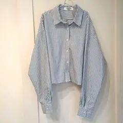 Auntie Rosa Holiday クロップドレギュラーカラーシャツネイビー