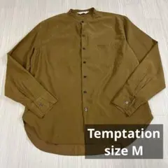 Temptation ブラウン 長袖シャツ M スタンドカラー