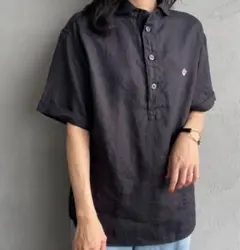 DANTON 黒 Tシャツ ポケット付きリネン38