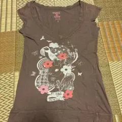 sweet & toxic ブラウン Vネック Tシャツ