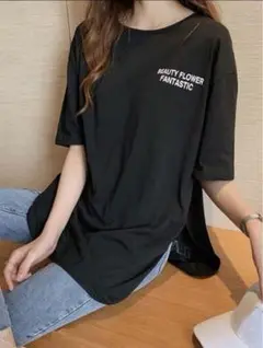 韓国 ロングTシャツ オルチャン ブラック L