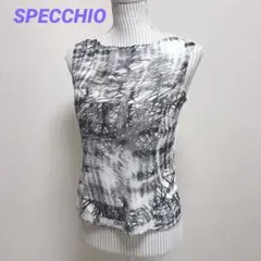 スペッチオ　ノースリーブシャツ　異素材　ロゴプリント　サイズ40