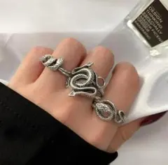 新品 未使用 蛇 リング 3点セット スネーク ヘビ メンズ レディース