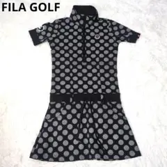 未使用級 FILA GOLF フィラ ゴルフ 半袖ワンピース ドット 黒 M