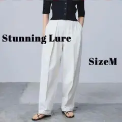 【美品】スタニングルアー タックパンツ ワイドパンツ コットン M ホワイト 白