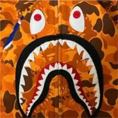 BAPE シャークパーカー オレンジ ファイヤーカモ