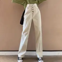 ハイウエストストレートホワイトデニム