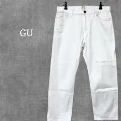GUジーユー(M)メンズ白ホワイトデニムパンツ　シンプル　ノームコア　カジュアル