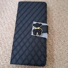 スマホカバー　黒　クマ　note10 pro