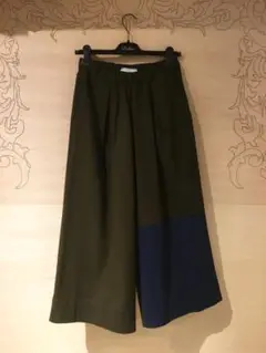 D-due デ・ドゥエ モスグリーンu0026ネイビー ワイドパンツ