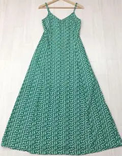 BOBBIYAN サラサラ 総柄 花柄 ノースリーブ ワンピース グリーン