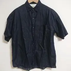 美品 日本製 fob FACTORY 半袖シャツ インディゴ シャンブレー 麻