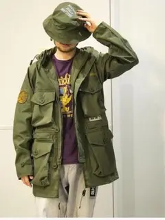 ヒステリックグラマーアークエアーArkAir別注ノーカラートラフィックジャケット Hysteric Glamour×ARK AIR UNLINED SMOCKミリタリージャケット
