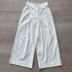 PLST ホワイト リネンブレンドワイドパンツ XS