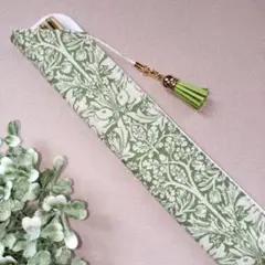 ハンドメイド　扇子入れ　扇子ケース　ウィリアムモリス　ブレアラビット　グリーン