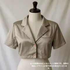 ✨新品タグ付✨MEZELF クロップド サテンシャツ グレー 【Fサイズ】