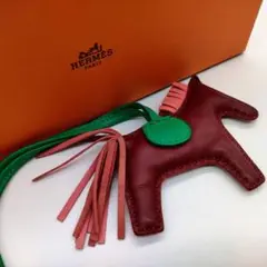 【未使用級】エルメス HERMES ロデオチャームPM ワインレッド グリーン