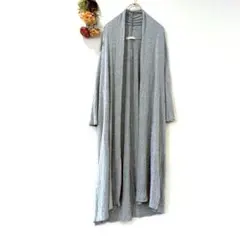 ★ショコラフィネローブ★ロングカーディガン【F】ストレッチ 透け感 グレー