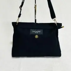 極美品✨ADORE ブラック ショルダーバッグ 2way クラッチ キャンバス