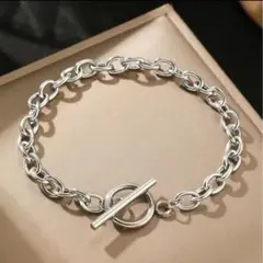 【新品】シルバー トグルクラスプ チェーンブレスレット アンカーチェーン　メンズ