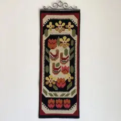 ヴィンテージ ツヴィスト刺繍 壁飾り タペストリー 北欧　3羽の小鳥