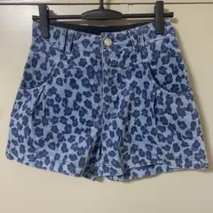 メゾピアノ ヒョウ柄 ブルー　青　ショートパンツ　コーデュロイ　レース　M