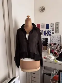 シアーラメ　ブラック長袖シャツ