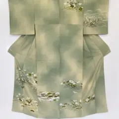 【春】13704c 着物 付下げ ぼかし 山・紅葉・松・草花文様