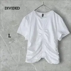 DIVIDED ディバイデッド H&M ギャザー Tシャツ 半袖 ホワイト L