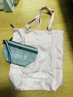 Coleman ピンク エコバッグ 小物入れ付き