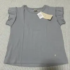 プティマイン　ブルーグレー フリル袖 Tシャツ 110