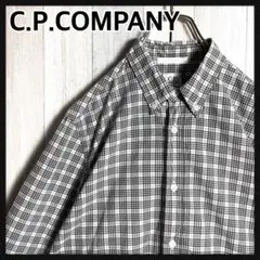3179【希少・美品】シーピーカンパニー モノトーンチェック ボタンダウンシャツ