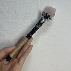 ★新作★天然石　手作り　ローズクォーツ　マジックワンド　20cm（2）
