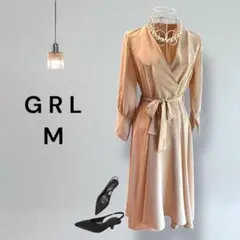 GRL ベージュ ラップスタイル ロングワンピース M