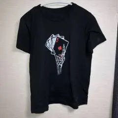 骸骨とトランプのTシャツ 【160】キッズ服　子供用　黒