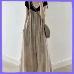 おしゃれ度高め サロペット オーバーオール 着痩せ効果 ゆったり ワイドパンツ