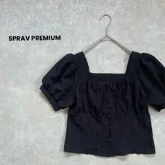 a1582＊SPRAV PREMIUM パフスリーブブラウス　黒　前ボタン