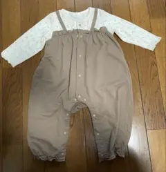 ベージュロンパース　80cm カバーオール